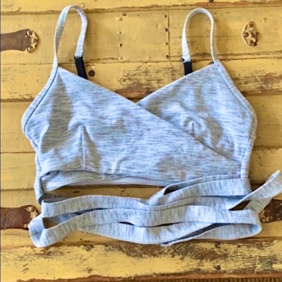 LORNA JANE STRETCH GRAY WORKOUT WRAP SPORTS BRA PADDED GYM YOGA ATHLEISURE S - Picture 3 of 16